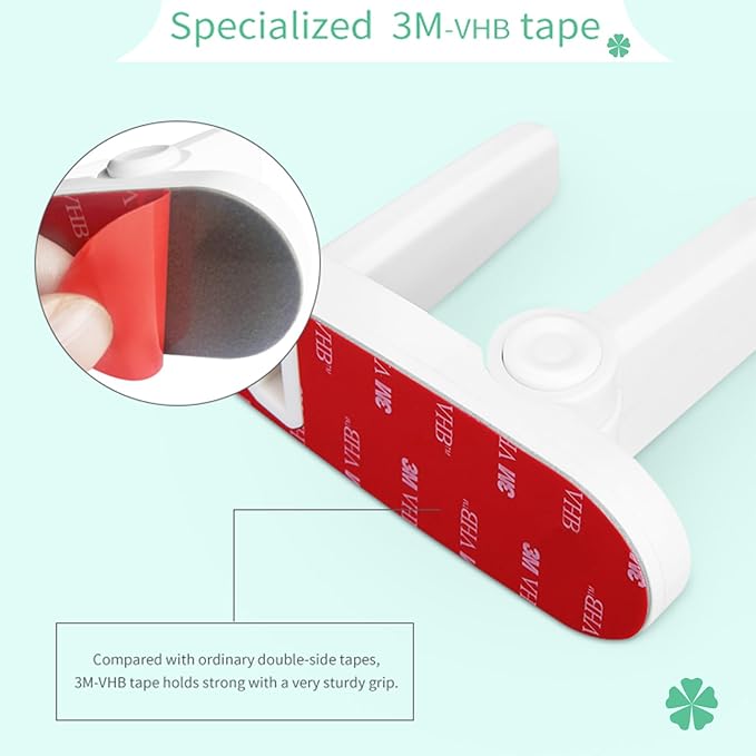 Door Lever Lock 2 Pack, No Drilling or Tools Needed for Installation, ABS Material Door Handle Baby Proof with Strong 3M Adhesive, Prevents Toddlers from Opening Doors