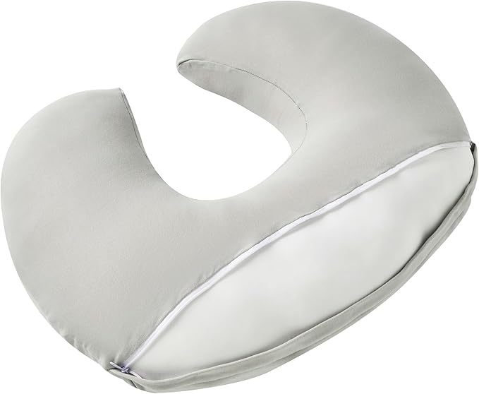 Nursing Pillow, Plus Size Breastfeeding Pillow Original Support for Baby Boys Girls Breastfeeding Essentials, with Removable Soft Cotton Cover (Grey, Standard (23.62 * 18.11 * 5.91 Inches))