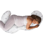 Boppy Total Body Pregnancy Pillow, Gray Wispy Leaves, Body Pillow for Prenatal and Postpartum Support, Removable Cover Included