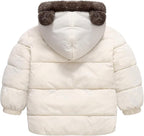 Infant Baby Winter Coat Bear Hooded Jacket Warm Fleece Snowsuit Windproof Outerwear for Toddler Boy Girl 9M-4T