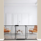ALLAIBB Extra Wide Pressure Mount Baby Gate Auto Close Black Metal Child Dog Pet Safety Gates with Walk Through for Stairs,Doorways,Kitchen and Living Room (62.20-71.26"/158-181cm)