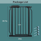 Narrow Baby Gates for Stairs Doorways Auto Close Tension Black Metal Child Pet Safety Gates with Pressure Mount 24-29 Inch Wide