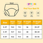 Baby Cotton Training Pants 6 Packs Toilet Training Underpants Absorbent Toddler Potty Training Underwear 2T-5T