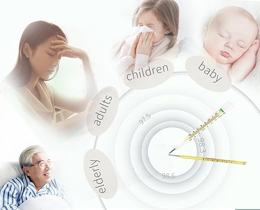 ℉ Oral Thermometer for Adults and Kids 2PCS - Glass Thermometer for Rectal Temperature - Accurate Easy Reading - AiBi TECH
