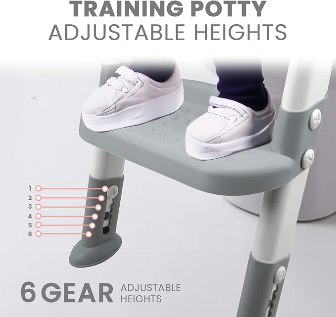 Lulyboo Potty Training Seat & Step Stool with Ladder for Toddlers - Adjustable Non-Slip Seat with Splash Guard, Built-in Handles, and Tracking Chart - Stress-Free and Comfortable Potty Training