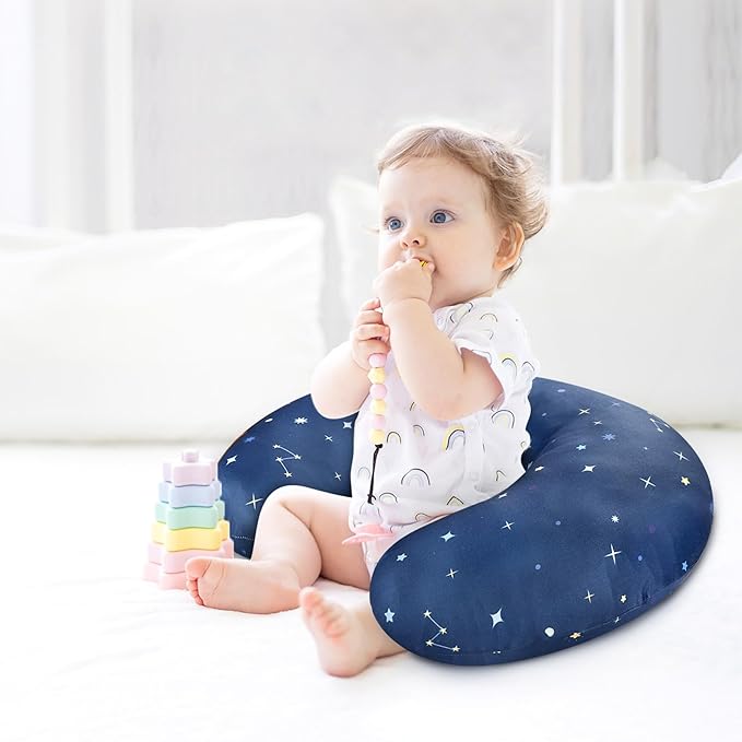 Pea Pod Nursing Pillow Cover 2 Pack Soft & Adorable Slipcovers for Breastfeeding Pillows, Comfortable Stretchy Feeding Pillow Covers for Baby Girls Boys Newborn, Removeable Pillow Case (Outer Space)