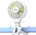 HomeLifairy Portable Stroller Fan, USB or Rechargeable Battery Operated with 3 Speeds and 360°Rotate, Cooling Clip On for Baby Crib Travel Car Seat White