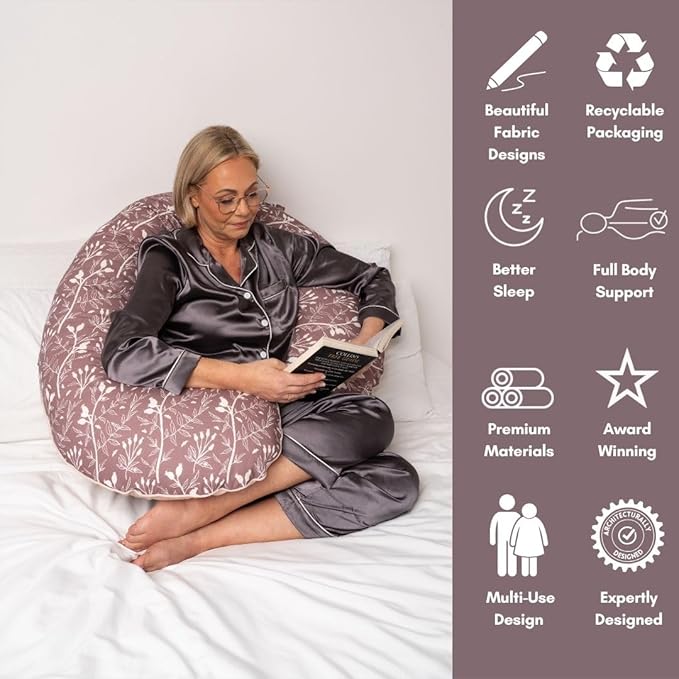 BellaMoon C Shaped Pregnancy Pillow for Sleeping (55 Inch) Maternity Body Pillow with Cooling Cover Soft Support for Women, Back, Legs, Belly C Pillow for Side Sleeping & Full Body pillows for adults