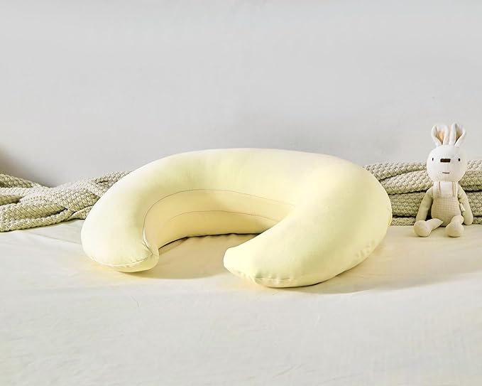 Nursing Pillow, Plus Size Breastfeeding Pillow Original Support for Baby Boys Girls Breastfeeding Essentials, with Removable Soft Cotton Cover (Beige, Large (25.59 * 20.08 * 6.30 Inches))