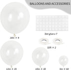 RUBFAC 129pcs Clear Balloons Different Sizes 18 12 10 5 Inches for Garland Arch, Transparent Balloon for Birthday Baby Shower Wedding Party Decoration
