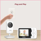 Baby Monitor with 2 Cameras, 2.4" LCD Screen Video Baby Monitor No WiFi Night Vision VOX Mode Alarm and 1000ft Range, Peace of Mind for New Parents