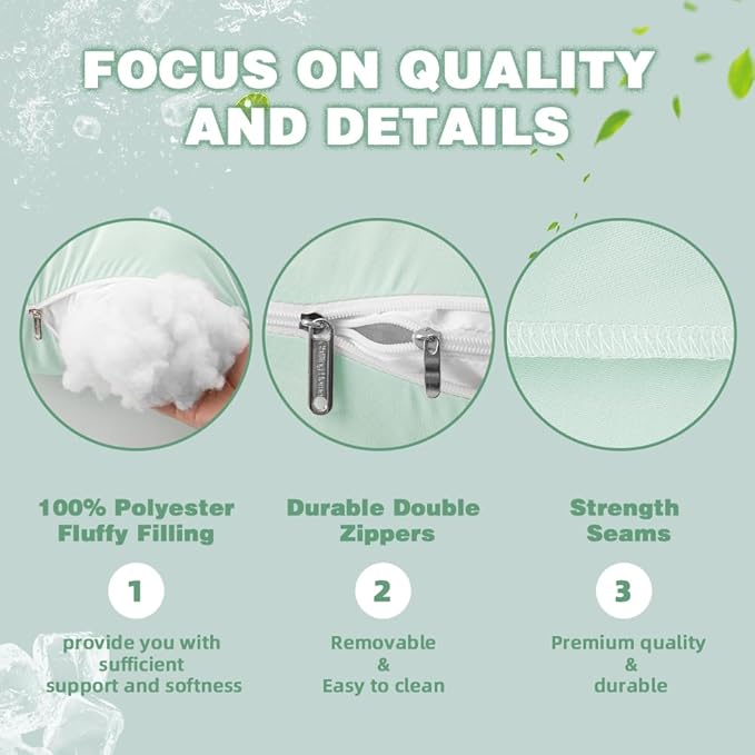 Chilling Home Pregnancy Pillow, Cooling Pregnancy Pillows for Sleeping,Full Body Pillow for Adult,Maternity Pillow for Pregnant Women 63 inch, Pregnancy Must Have with Removable Cover, Mint Green