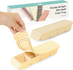 Silicone Freezer Trays with Lid,1.7oz 4 Section - Leak Proof Silicone Freezer molds for Homemade Baby Food Breastmilk, Purees, Vegetables, Baby Food Jars Ice Tray with Lid BPA Free Mix Beige