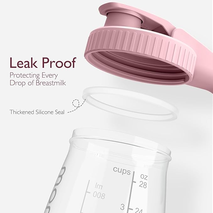 Momcozy Breast Milk Pitcher, Resistant to Heat and Cold Abrupt Temp Swings, No Leak Breast Milk Fridge Storage Container With Wide Mouth, Fast Baby Formula Maker, Breastfeeding Essentials, Pink