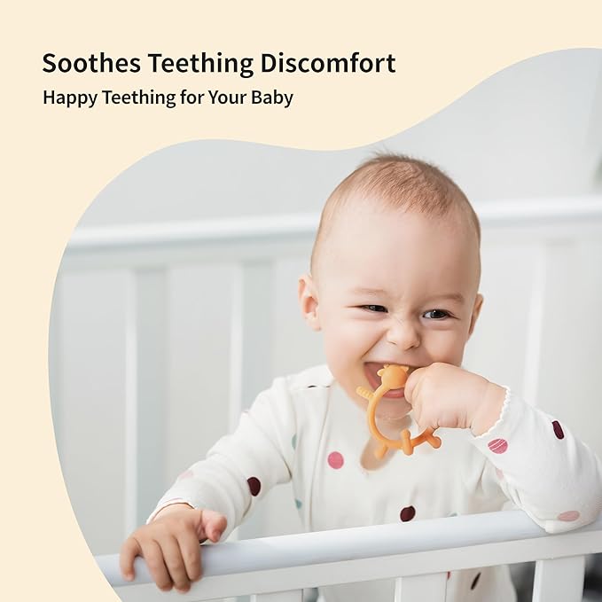 Pigeon Silicone Animal-Shaped Baby Teether, Orange Deer, 6M+, 1 Count – Multi-Textured Teething Relief Toys, Lightweight & Easy to Grasp