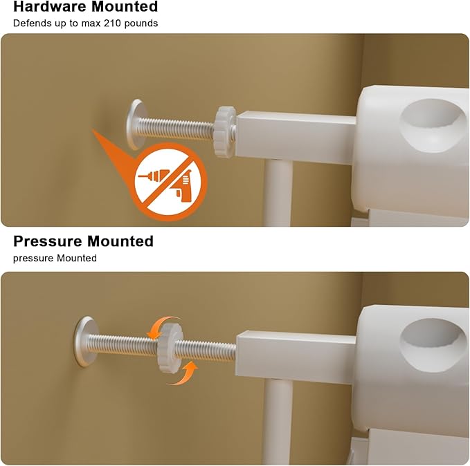 HOOEN 29-34 Inch Wide Baby Gate for Stairs Doorways Metal Indoor Dog Gates Pressure Mounted Walk Through Safety Gates Child Gates for Kids or Pets (29"-34")