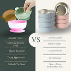 Monkey Proof™ Non-Toxic Stainless Steel Child Bowl 5” with Non-Slip Silicone Shell, (Set of 4 bowls) Unbreakable, Mess Free Feeding for Babies, Toddlers, Kids, BPA free (Rose)