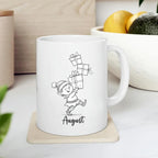 Elf With Box Coffee Mug Gift For Men Boy Grandson Christmas, Personalized Name Kids Accent Teacup, Customized Elf Travel Coffee Cup Gift For Nephew on Birthday Christmas, Elves White Mug 11 Oz 15 Oz