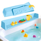 Splash Guard for Bathtub Kids - Silicone Bathtub Splash Guard with 11 Suction Cups, Bath Tub Play Shelf for Kids & Toy Holder, Prevent Water Spill in Bathroom, Fun Bath Time for Toddlers Baby, Blue