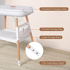 Beberoad Love Baby Changing Table – Adjustable Height Nursery Changing Station with Soft Pad, Organizer & Large Storage Shelves – Diper Table for Newborns & Infants (White)