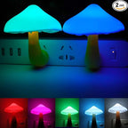 AUSAYE 2Pack LED Night Light Plug in Lamp 7-Color Changing Cute Mushroom Light Sensor Night Lights for Adults Kids NightLight