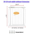 Walk Through Baby & Dog Gate 29-34 Inch, Pressure Mounted No Drilling, Indoor Safety Gate for Stairs & Doorways, Metal Design for Kids and Pets, White