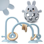 Baby High Chair Suction Toys Teething Chew - Baby Teething Toys Silicone Teethers Table Toys, Food Grade Silicon for 6 12 18 Months (Blue)