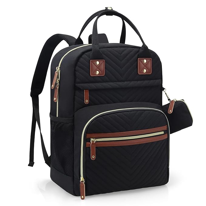 Tuwubi Diaper Bag Backpack, Baby Essentials Travel Tote Bag, Multi function Waterproof Backpacks, Travel Essentials with Stroller Straps & Pacifier Case - Black