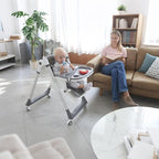 3-in-1 Foldable High Chair for Babies & Toddlers – Adjustable Height, Reclining Seat, 5-Point Safety Harness, Removable Tray, Lockable Wheels, Washable Cushion – Portable & Easy Clean, Grey