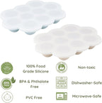 PandaEar 2 Pack Baby Food Freezer Tray with Lids, Silicone Baby Food Storage Container for Homemade Baby Food, Fruit, Purees and Breastmilk (Blue/Tan)
