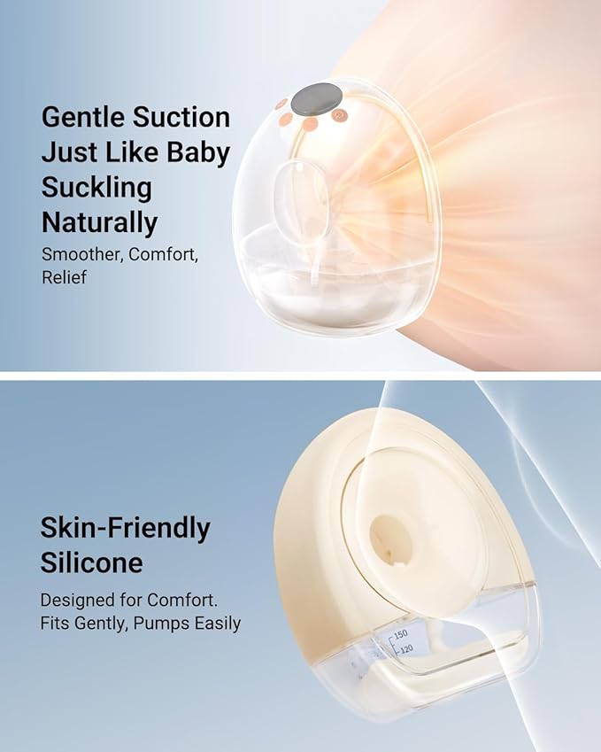 Bear Breast Pump Hands Free, Wearable Breastfeeding Pumps Strong Suction Low Noise, 4 Modes& 9 Levels Electric Breast Pump Portable, 19/21/24mm Insert Flange, 2 Packs