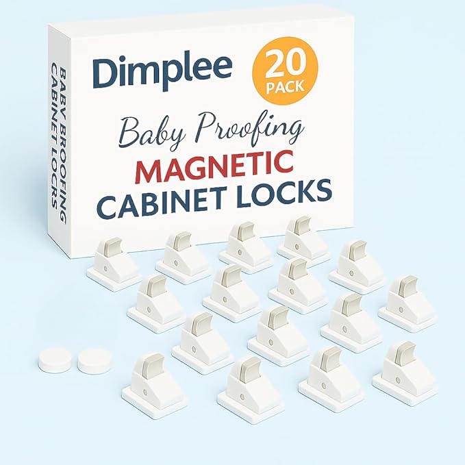 Magnetic Cabinet and Drawer Lock – 20-Piece Child Safety Lock Set + 2 Keys – Easy Installation No Drilling Required – Invisible and Aesthetic Design