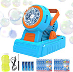 Automatic Bubble Machine 10 Holes Bubble Blower 20000+ Big Bubbles Per Minute Bubbles for Kids Portable Bubble Maker Operated by USB or Batteries for Outdoor Birthday Gifts Wedding Easter Party Favor