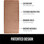 GORILLA GRIP Patented Bath Tub Shower Mat, Machine Washable Bathtub Floor Liner Mats, Suction Cups and Drain Holes to Keep Tubs Clean, Soft on Feet, Bathroom Essentials, 35x16 Inch, Brown