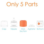 PopYum 5 oz Orange Anti-Colic Formula Making/Mixing/Dispenser Baby Bottles, 2-Pack with #1 Slow Flow Nipples, 150 ml, BPA-Free, Natural Latch