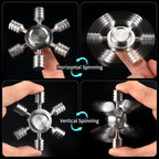 Metal Fidget Spinner Toy Stainless Steel, Horizontal and Vertical Can Rotate Spins, Precision Durable Bearing High Speed Spin 3-4 Min, EDC Focus Anxiety Stress Relief for Adults