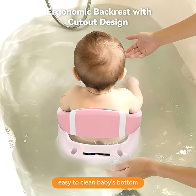 Baby Bath Seat for Babies 6 Months & Up - 360°Protection Bath Seats for Babies Sitting Up | Baby Infants Bath Chair with Temperature Alert & Cushion | Toddler Bath Seat Newborn Baby Bathtub Seat