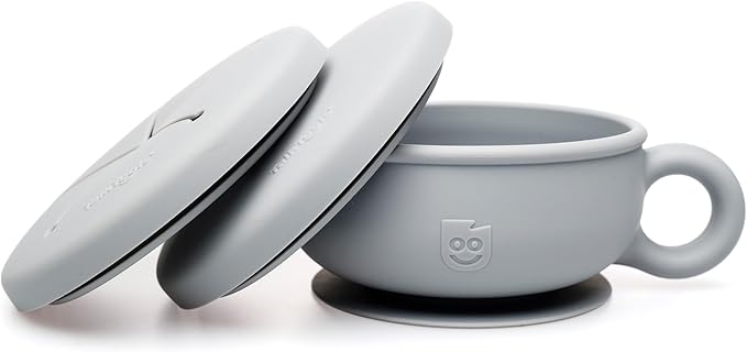 TalkTools Itsy Bowl with Locking Lid - Platinum grade silicone with Volume Lines, Curved Walls for Easy Scooping - for Babies, Toddlers, Children, and Elderly - Snack Cup Lid Accessory (Ocean)