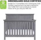 Soho Baby Everlee 4-in-1 Convertible Crib, Graystone