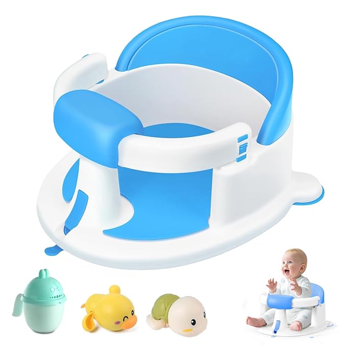 Baby Bath Seat for Babies 6 Months & up, Non-Slip Toddler Bath Seats for Babies Sitting Up,Safe Infant & Newborn Baby Bath Chair Support for Bathtub/Living Room/Shower Room, Blue