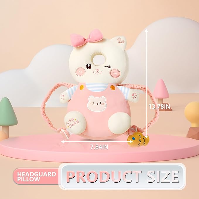 Baby Walker Head Protector Backpack Wear,Toddler Adjustable Baby Head Protection Backpack for Safety Baby Learning Walking Crawling (Cats)