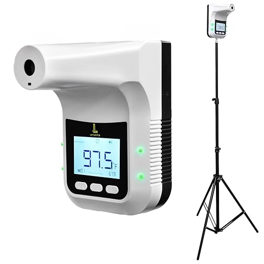 LETUSTO Wall-Mounted Infrared Temperature Reader, Non-Contact Instant LED Display with Alarm (with Stand)