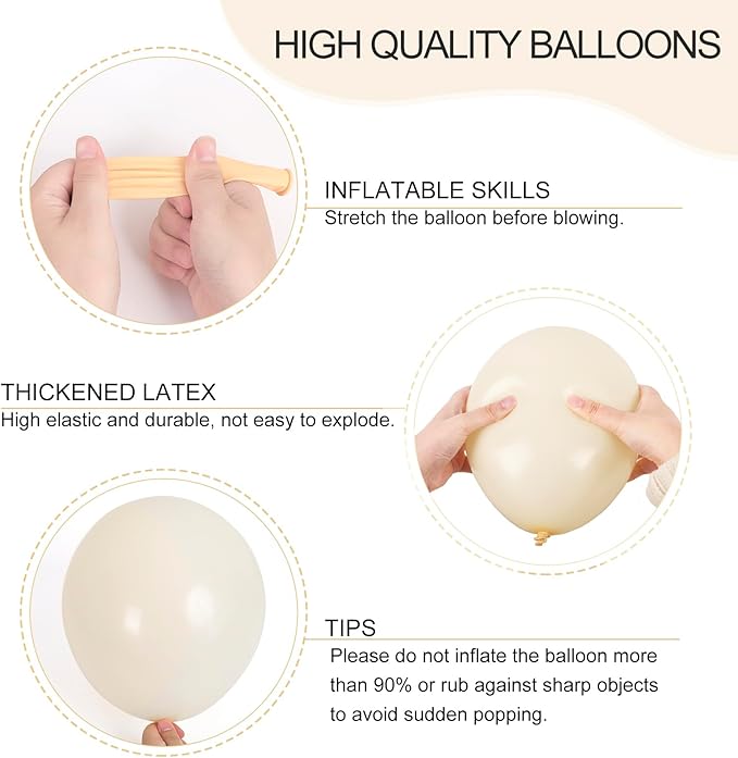 RUBFAC 129pcs Ivory white Balloons Different Sizes 18 12 10 5 Inch Latex Balloon Garland Arch for Party Decoration Birthday Gender Reveal Wedding Anniversary Baby Shower Party Supplies