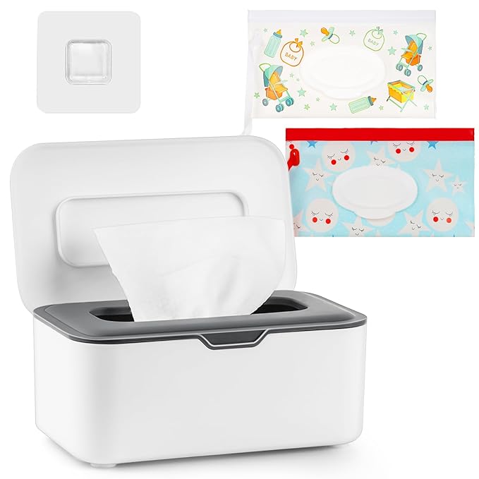 Baby Wipes Dispenser Wipes Holder Wipes Container Case, Keep Wipes Fresh and Clean, for Home Office Kitchen (New Grey)