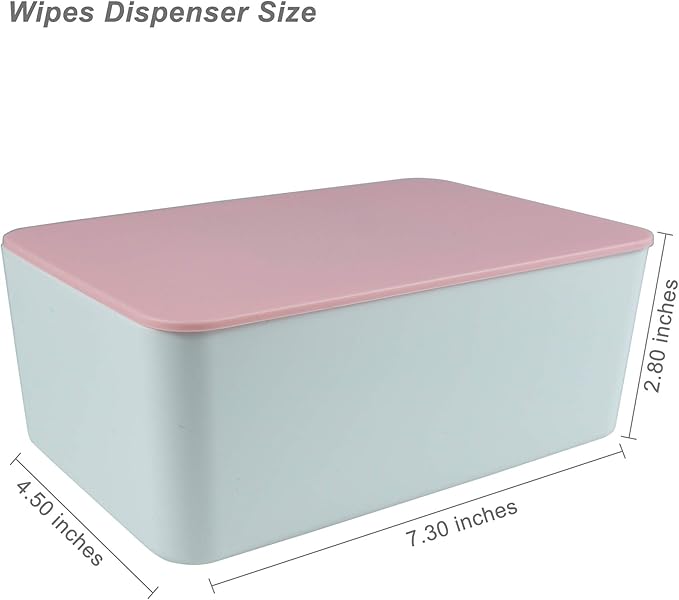Diaper Wipes Dispenser, Tissue Storage Box Case, Wet Wipe Dispenser Holder with Lid for Home, Office, Cars (Pink)