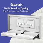 Panda Care Stainless Steel Recessed Mounted Baby Changing Station, Heavy Duty Foldable Diaper Changing Table with Liner Dispenser and Adjustable Safety Belt for Commercial and Business