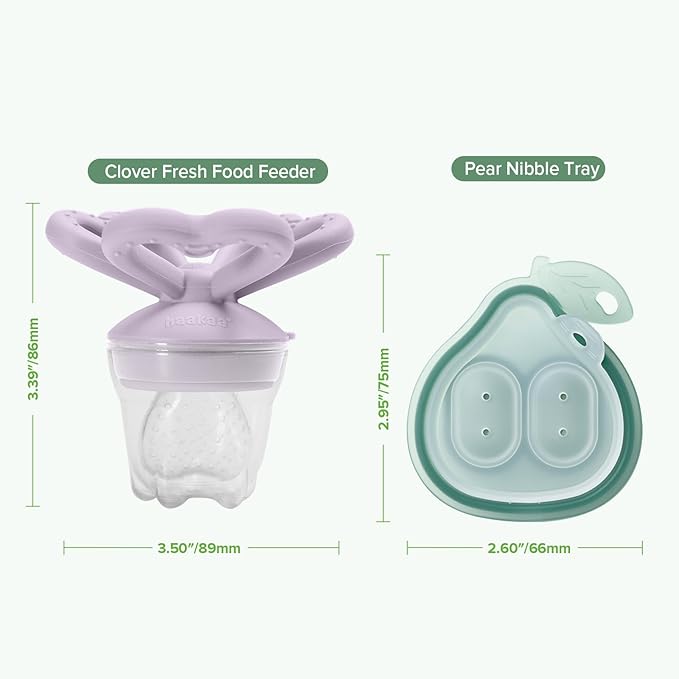 Haakaa Clover Baby Fruit Feeder Teether & Mini Freezer Nibble Tray – BPA-Free Silicone Breastmilk Popsicle Mold for Baby Teething Relief & Self-Feeding, 4M+ (Lavender)