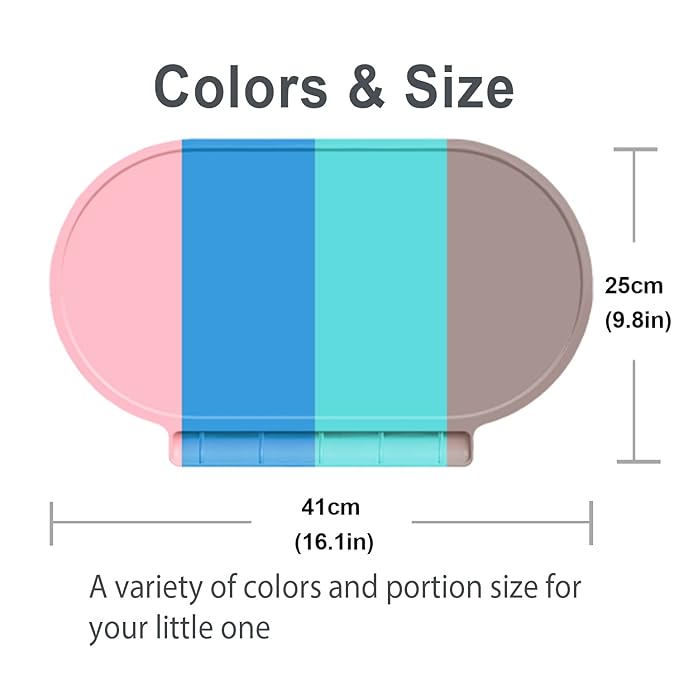 Kids Silicone Placemats, Baby Placemats with Food Catching for Kids Toddler Children Reusable Non-Slip Table Mats Baby Food Mats for Restaurant, 2Pack, Blue/Gray