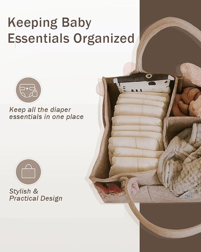 Diaper Caddy - Nursery Storage Bin and Car Organizer for Diapers and Baby Wipes