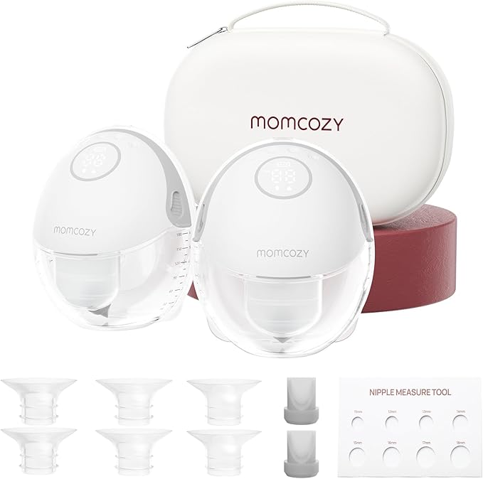 Momcozy Breast Pump Hands Free Mobile Style | M6, Wearable Breastfeeding Pump Ideal Rhythm for More Milk, DoubleFit Flange More Fit & Discreet with 3 Modes & 9 Levels, 24mm - 2 Pack Quill Gray